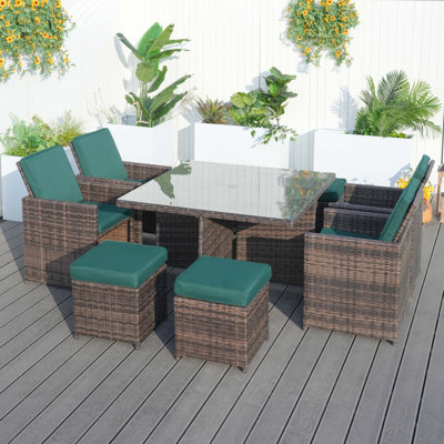 Square 8 - Person 49.2'' Patio Dining Set With Cushions