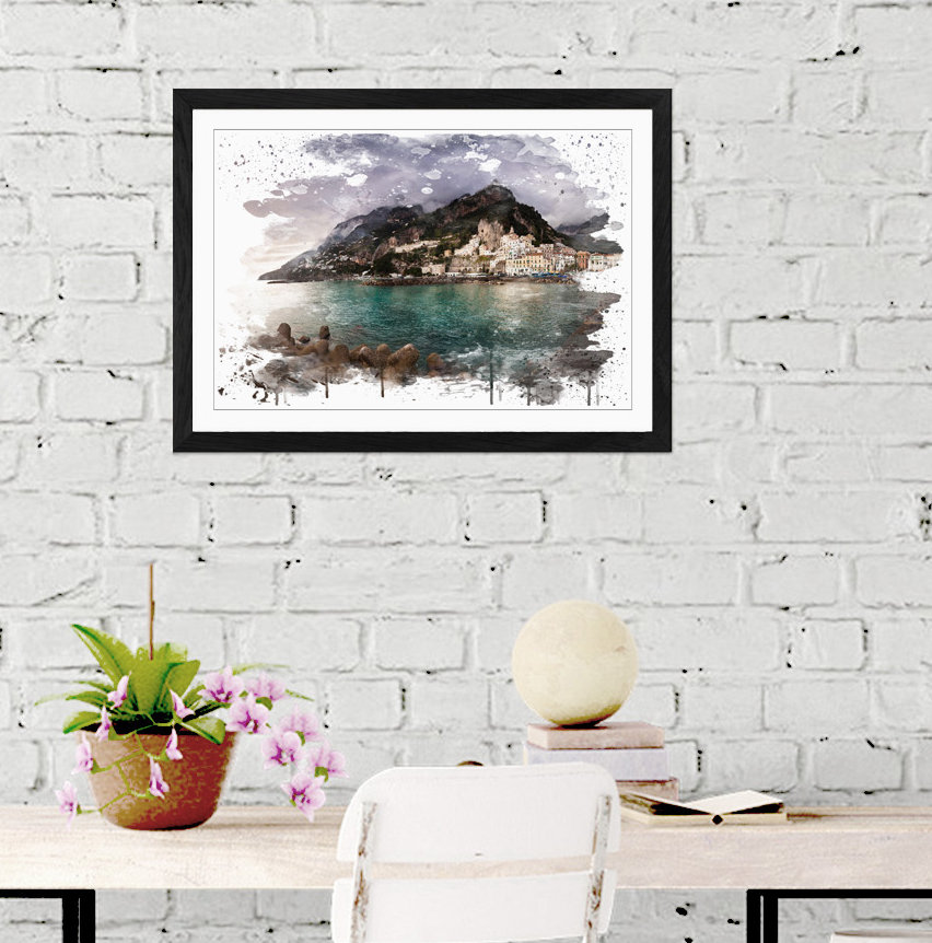 'Landscape Amalfi Italy Mountain Coast' Graphic Art Print