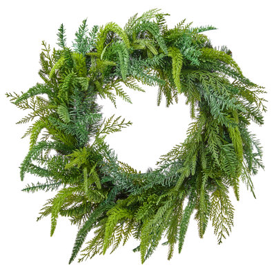 26" Uv Natural Touch Mixed Evergreen Wreath
