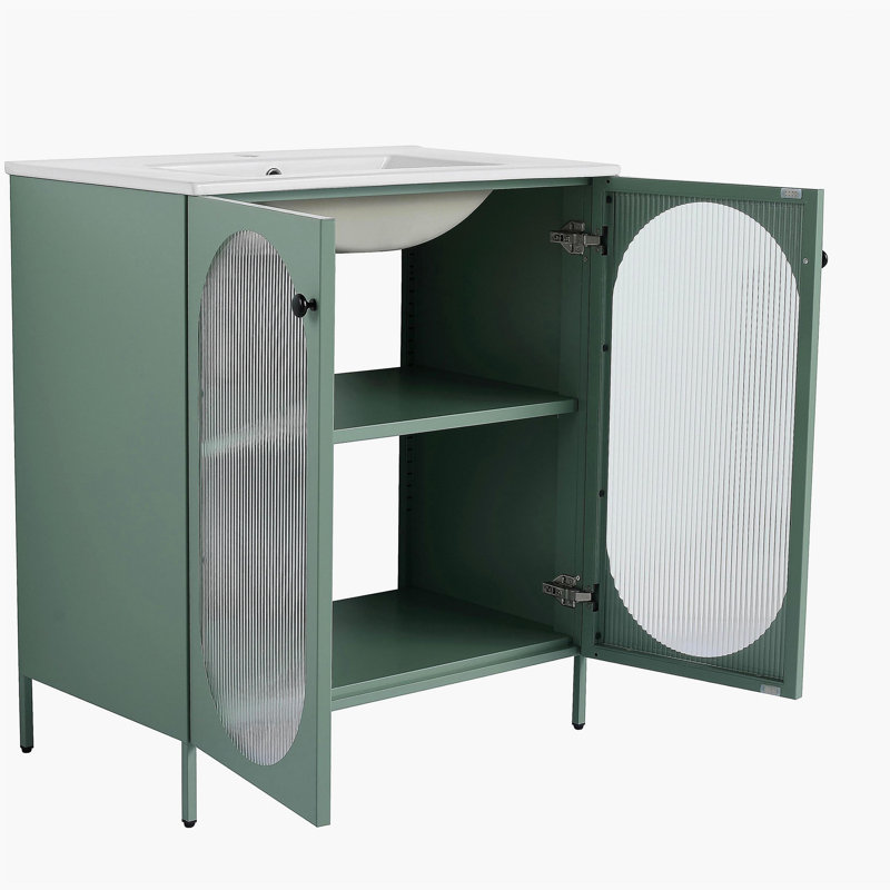 Meuble-lavabo autoportant de 30 po avec bol en céramique