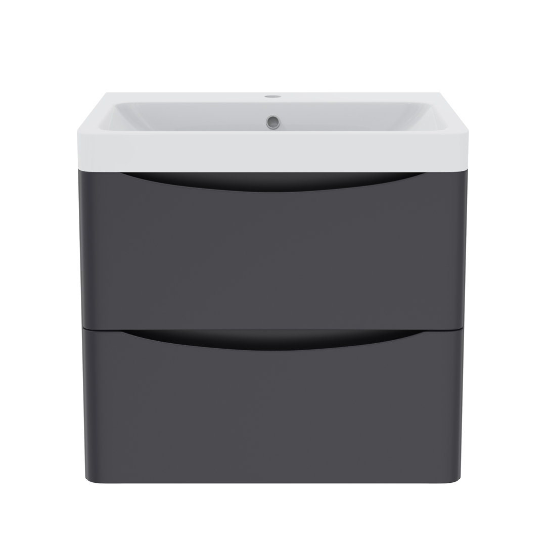 600mm 2 Drawer Wall Hung Vanity Bathroom Cabinet & Basin Set