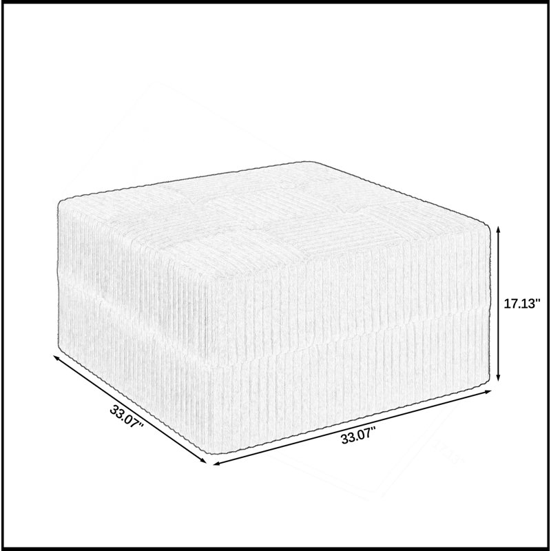 Modern Minimalist Style Ottoman Sofa, Compressed Sectional Corduroy Couch For Bedroom And Living Room, Comfy And Space-Efficient Design