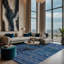 Tapis bleu lavable à la machine-1789811889