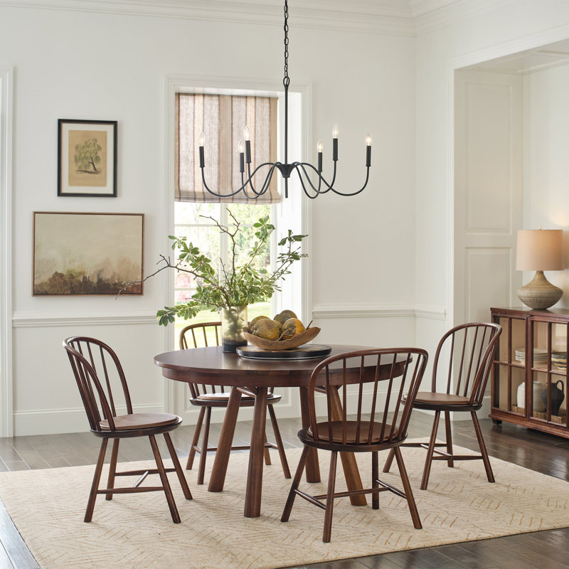 Hudson Valley 4 - Person Extendable Walnut Solid Wood Dining Set