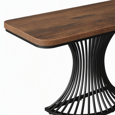 Console de 99 cm (39 pouces), table d'appoint pour canapé avec piètement géométrique en métal