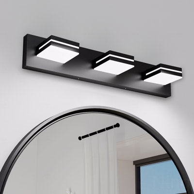 Style moderne en métal chromé avec luminaire de meuble-lavabo à DEL, configurations murales à 3 lumières pour une utilisation dans la salle de bain et miroir, design minimaliste élégant, écoénergétique