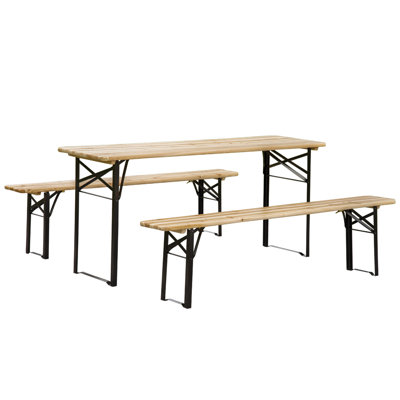 Outsunny 6' Portable Wooden Picnic Table and Bench Set for Outdoor Camping, Patio Garden Activities