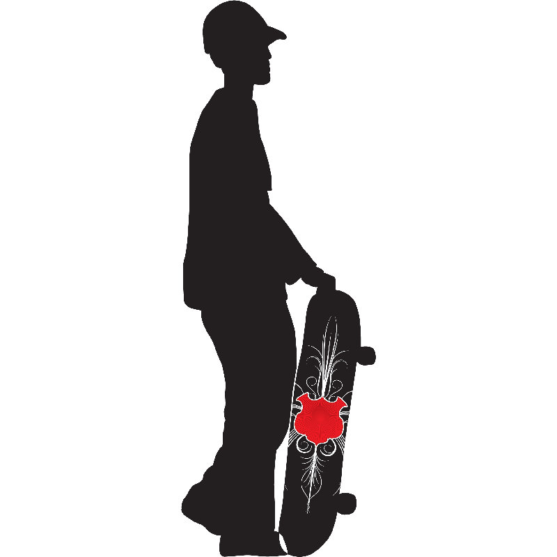 Adhésif décoratif planche à roulettes Silhouette, H 36 po x l 12,5 po