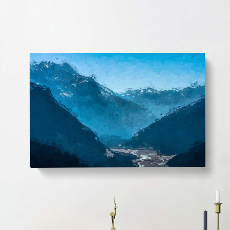 Blue Mountains In Sikkim India In Abstract - Wrapped Canvas Print, 60cm H x 91cm W x 3cm D