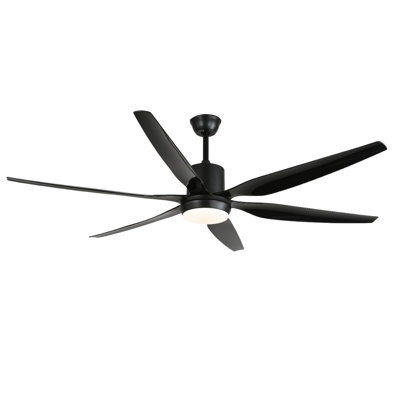 66" Modern Ceiling Fan with LED Light, 6 ABS Blades, DC Motor, Acrylic Shade, Remote Control for Living Room, Dining Room, Large Bedroom