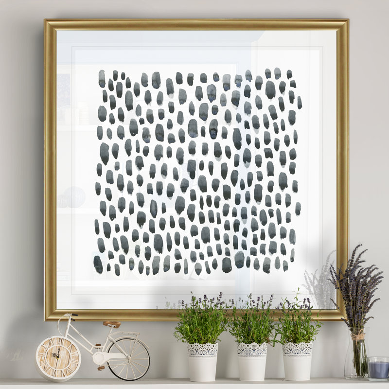 «Blue Gray Tessera II», reproduction d'art sur toile, Cadre doré, H 34 po x l 34 po x P 1,5 po