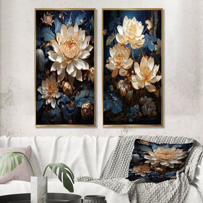 Opulent Reflections Lotus - lot de 2 impressions sur toile de lotus