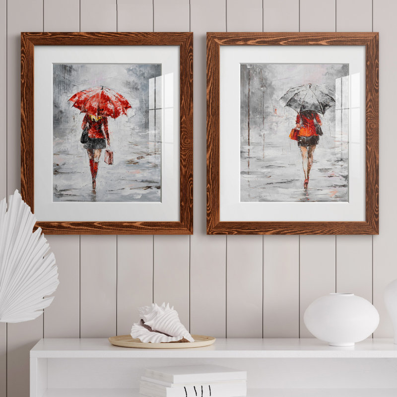 " City Shopping III " 2 - Pieces, 24" H x 20" W x 1" D, Maple Framed Paper, White