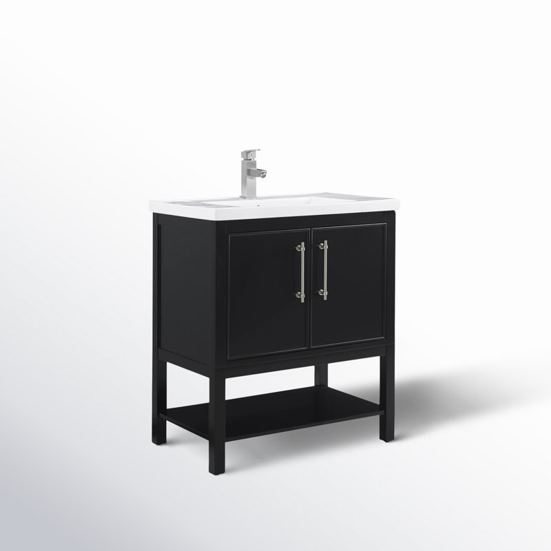 Ensemble de meuble-lavabo simple 30 po Jewell, Noir / nickel brossé
