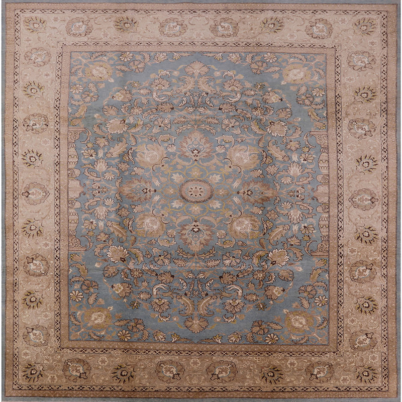 Tapis oriental beige / bleu Ausable, Carré 5 pi