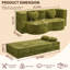 Canapé-lit en forme de cœur convertible en forme de cœur, canapé-lit sans assemblage en éponge de 78,7 pouces dans une boîte avec coussins pour salon, appartement et chambre d'amis - Vert olive