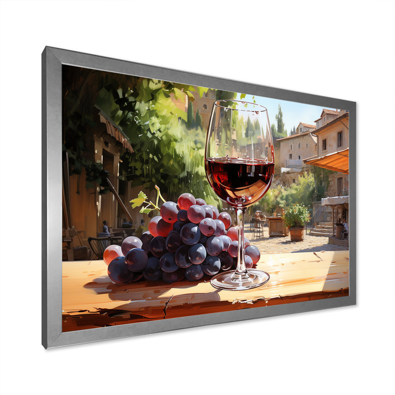 «Balayage de bourgogne», art mural vin, Cadre de coin argenté fermé, H 24 po x l 32 po x P 1 po