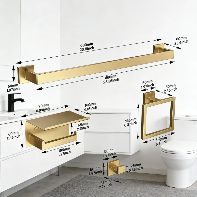10-Piece Bathroom Accessories Set With Towel Bars, Toilet Paper Holder, Hooks And Rings, SUS304 Stainless Steel Wall Mounted Hardware Set For Modern Bathroom