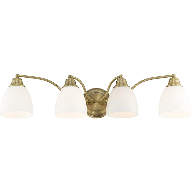 Éclairage pour salle de bain 4 lumières Ruffner, Laiton antique