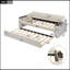 Lit de jour simple rembourré avec accoudoirs de rangement, gigogne et design USB, beige