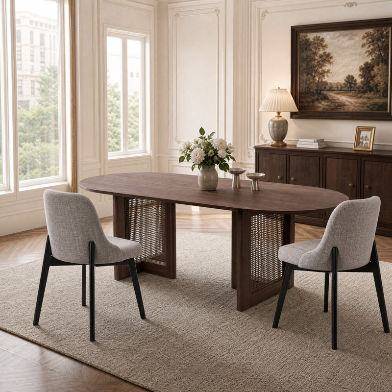 Tables de cuisine ovales en noyer avec 2 chaises de salle à manger Schlesinger, Walnut, 3 Pieces: Table, 2 Chairs