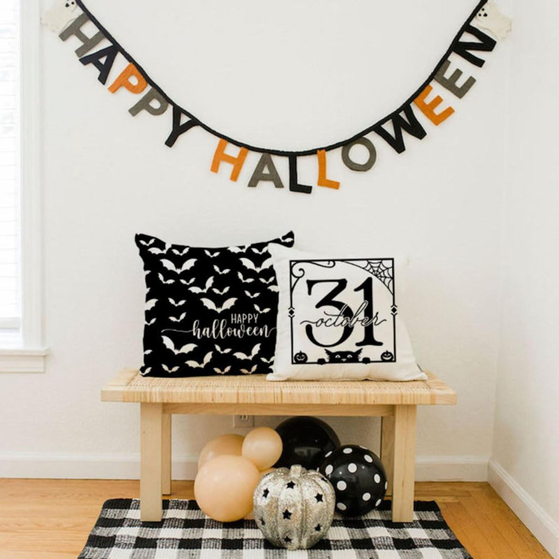 Housses de coussin Color Ghost Halloween Spooky Season, Noir / blanc, H 20 po x l 20 po
