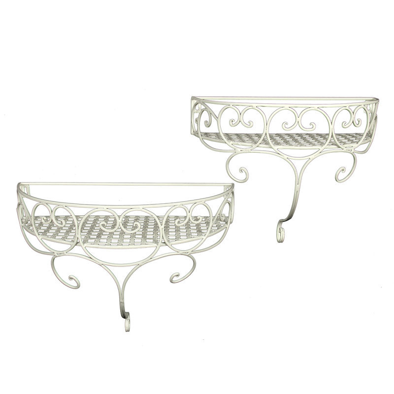 Archie 2 Piece Metal Accent Shelf, Antikweiß