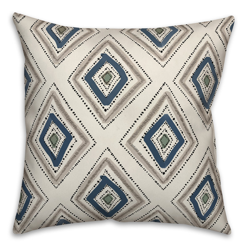 Housse de coussin carrée à losanges d’extérieur, Bleu