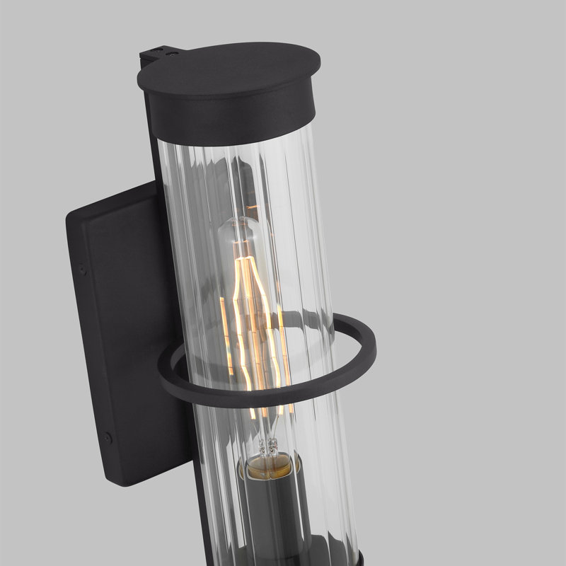 Alcona 1 - Light Outdoor Armed Sconce, Black, 14.88" H x 5" W x 5" D