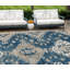 Tapis intérieur lavable 9 pi x 12 pi bleu marine beige et ivoire à médaillon