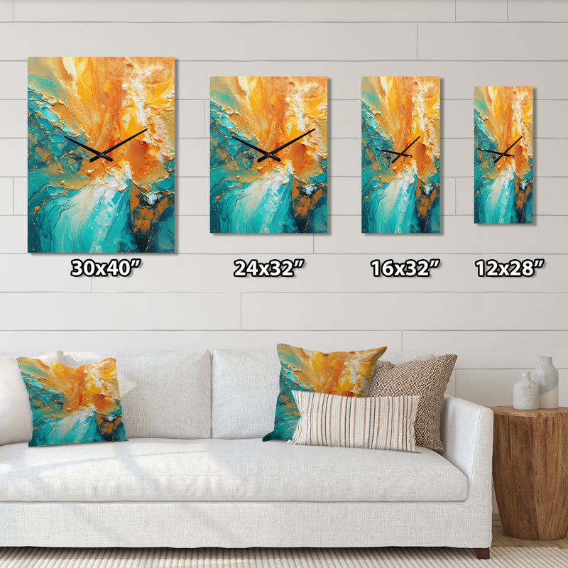 Basnett - Horloge murale peinture abstraite, Petit
