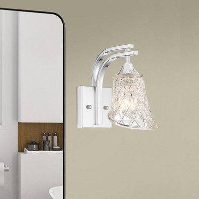 1 - Light Dimmable Chrome Armed Sconce