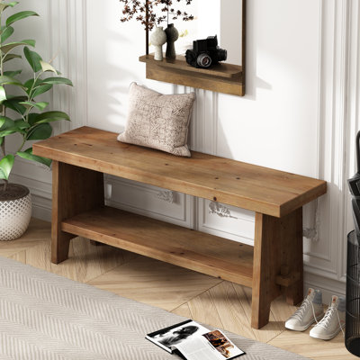 Banc en bois avec étagère de rangement de 43,3 po de largeur Danard