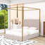 Lit à baldaquin avec tête de lit en velours côtelé moelleux et structure en métal robuste-315417153-315417155