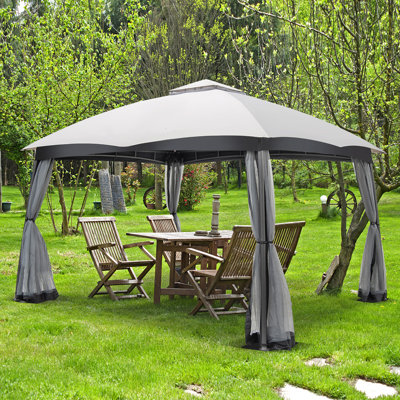 Costway 10x12 Ft 2-tier Patio Gazebo Canopy Netting Heavy-duty Metal Easy-setup Outdoor