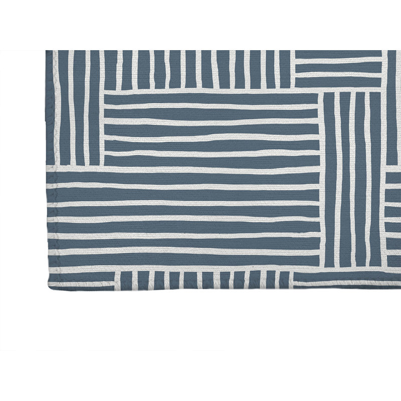Tapis de cuisine antidérapant Grid Puz, Bleu, Rectangulaire 3 pi x 5 pi