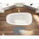 63" Freestanding Bathtub Solid Surface Deep Soaking Tubs With Ergonomic Curved Backrest Design ,Tub with Slight Damage On The Bottom