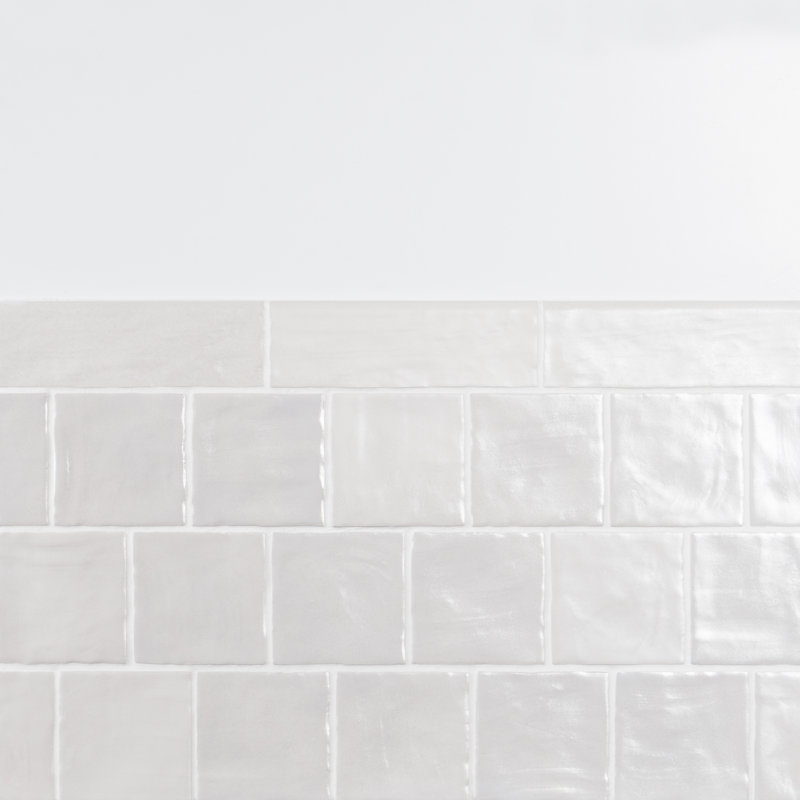 Amagansett White Ceramic Bullnose Tile Trim, 2x8