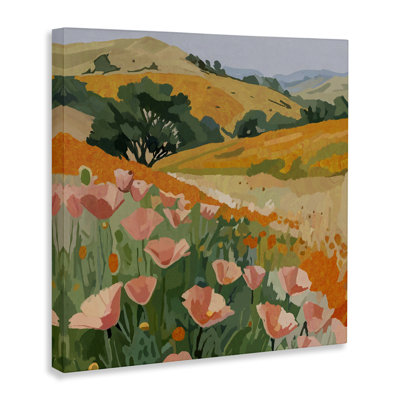 Art mural sur toile "California Poppies Meadow", conception par Amelia Noyes