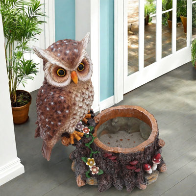 Jardinières en forme de tronc d'arbre hibou, résine 22 po, grand décor rustique pour le jardin