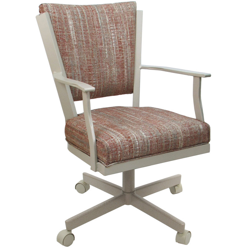 Danyael Metal Dining Caster Chair with Arms, Beige, Watusi Madder