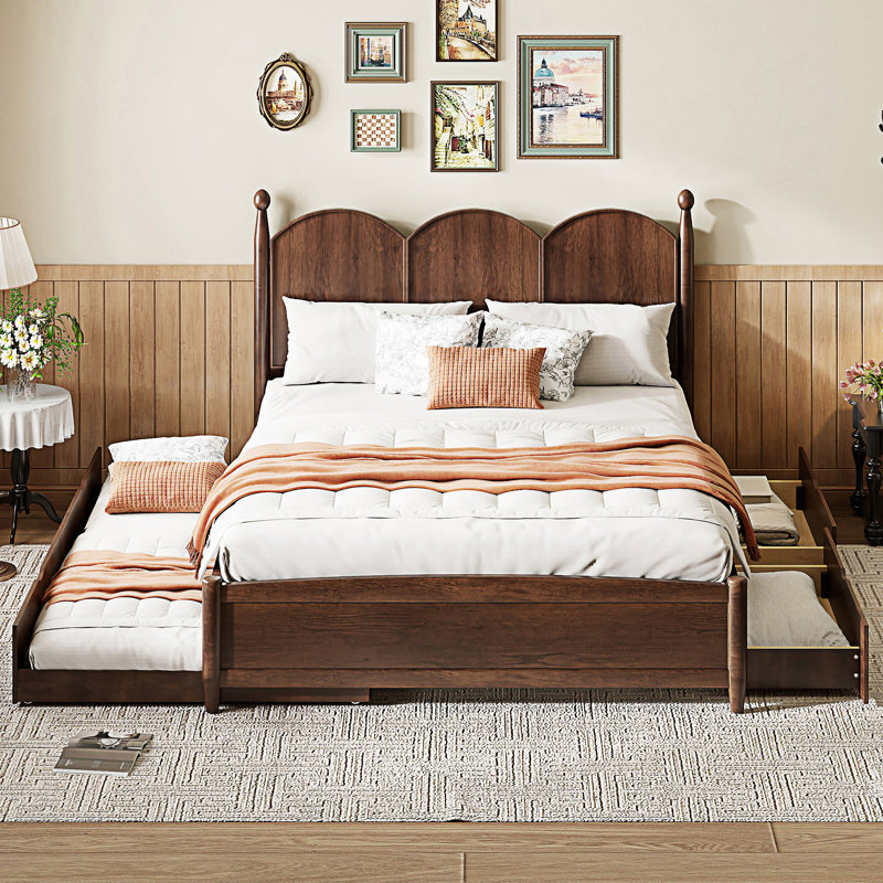 Lit plateforme tapissier Modern, Noyer