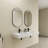 47" Upgraded Wall Mounted Double Basins Sink Solid Surface Rectangular Bathroom Sink With Faucet Hole