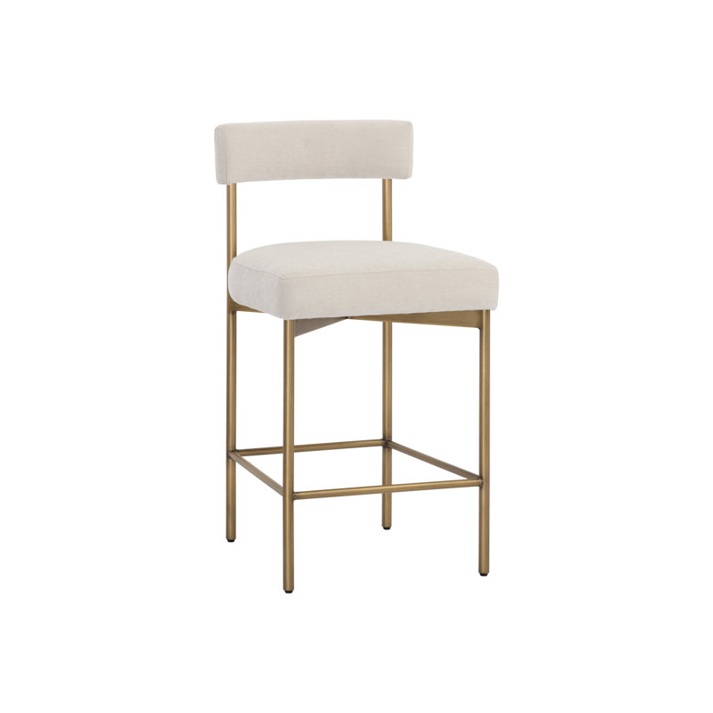 Seneca Upholstered Stool with Metal Frame, White