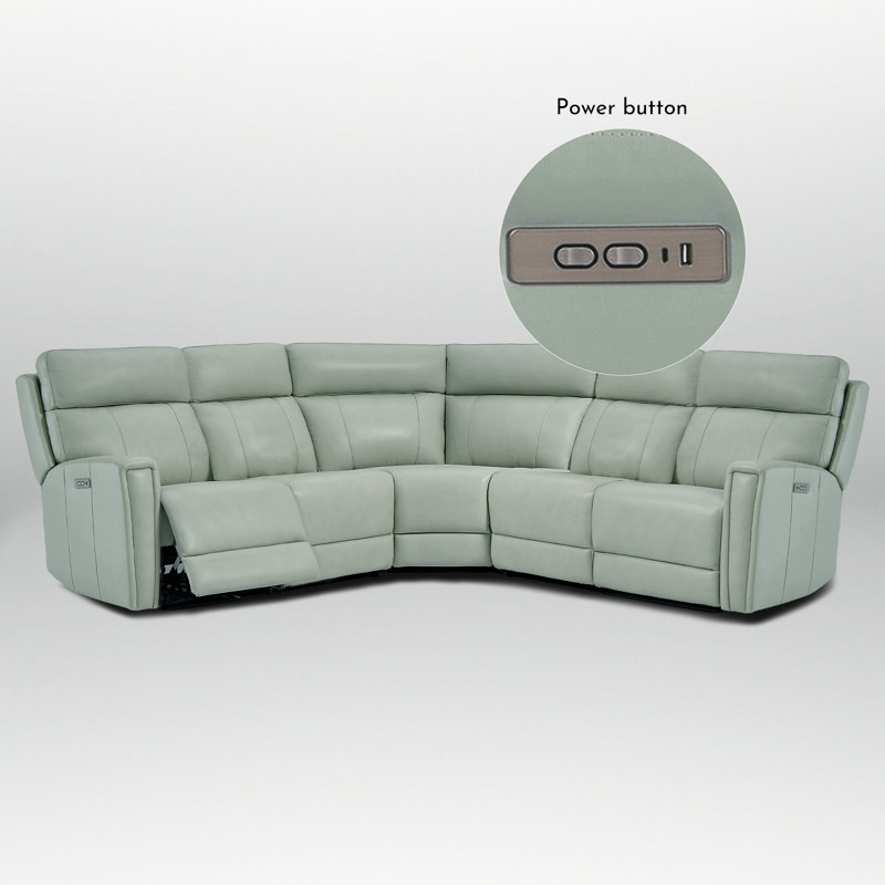Canapé modulaire en cuir véritable à 5 places avec deux fauteuils inclinables électriques avec ports USB et USB-C