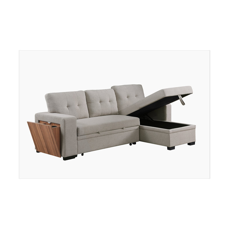 Canapé modulaire 3 pièces rembourré, Lin gris pâle