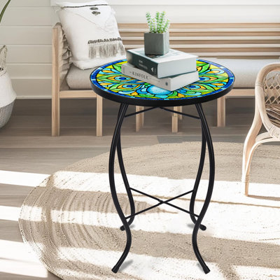 Table d'appoint en verre Peacock Mosaic