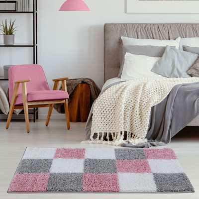 Myshaggy Collection Rugs Geometric Design in Pink