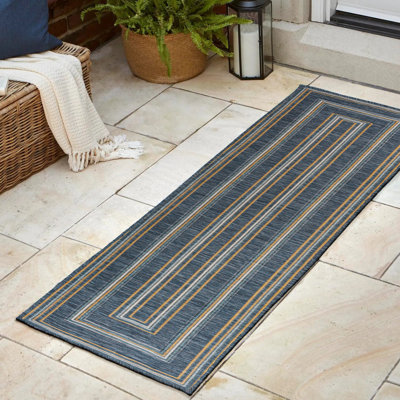Tapis d'intérieur / extérieur bleu marine / crème Argo Classic