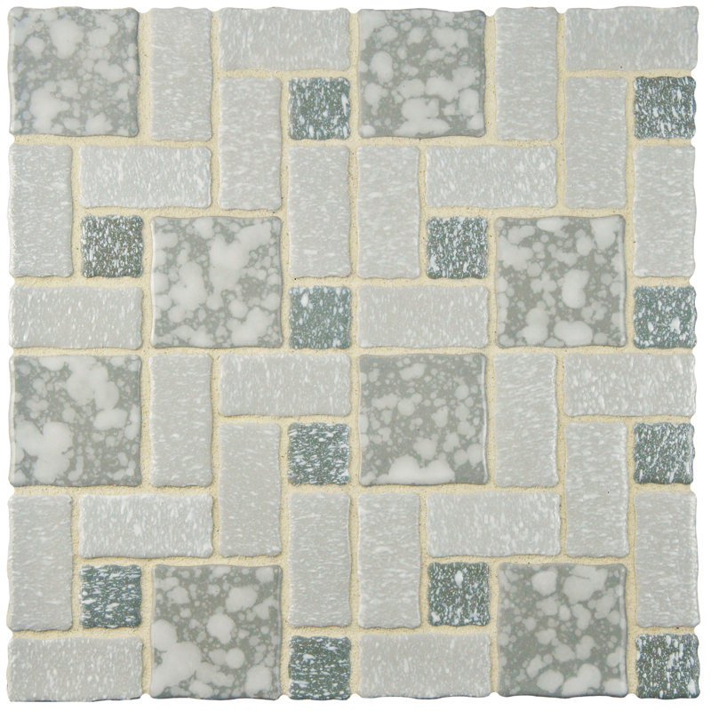 Academy Random Sized Straight Edge Porcelain Versailles Mosaic Wall & Floor Tile, Gray/White